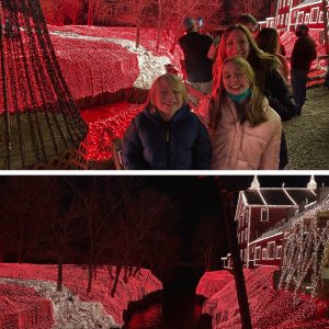 Family in Christmas scene