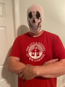 Man in scary mask imposter