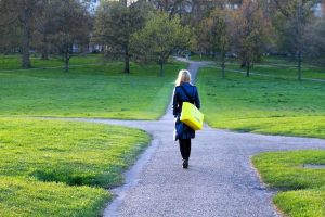 woman walking in a park